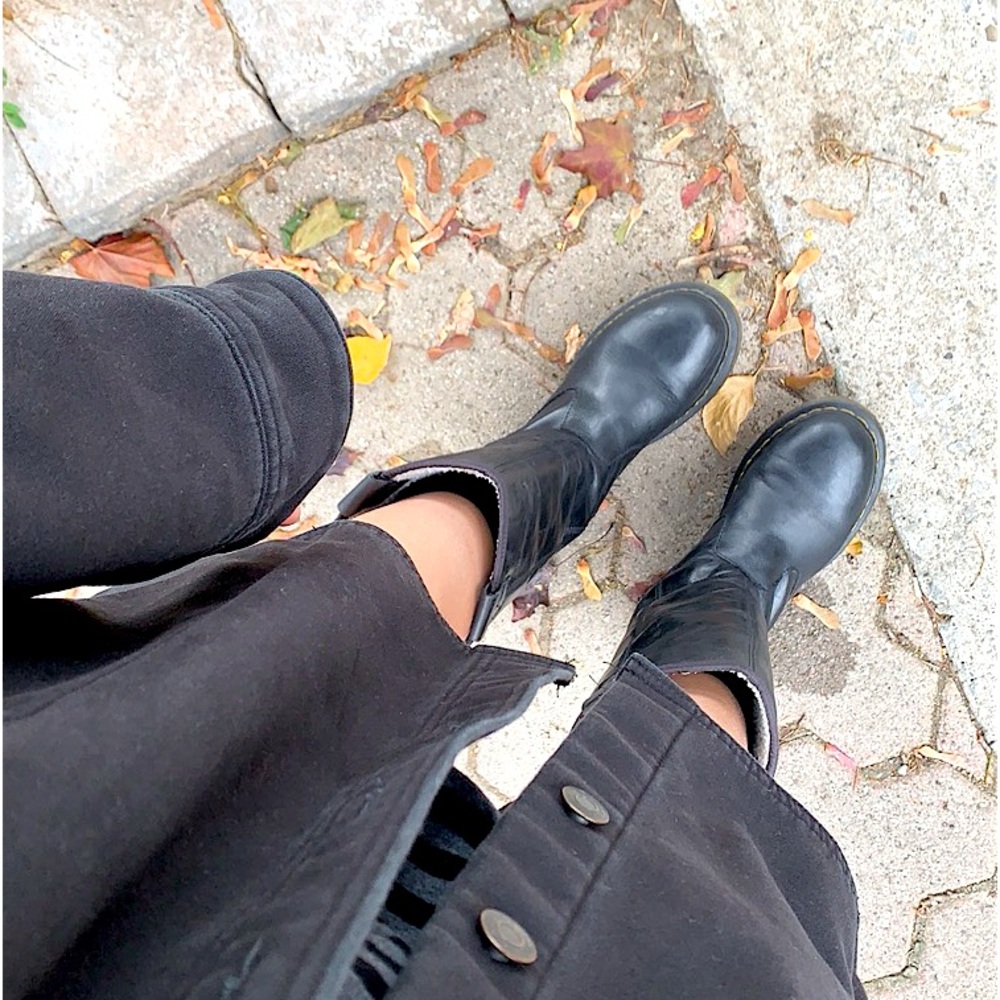 Dr martens black shearling tall boots